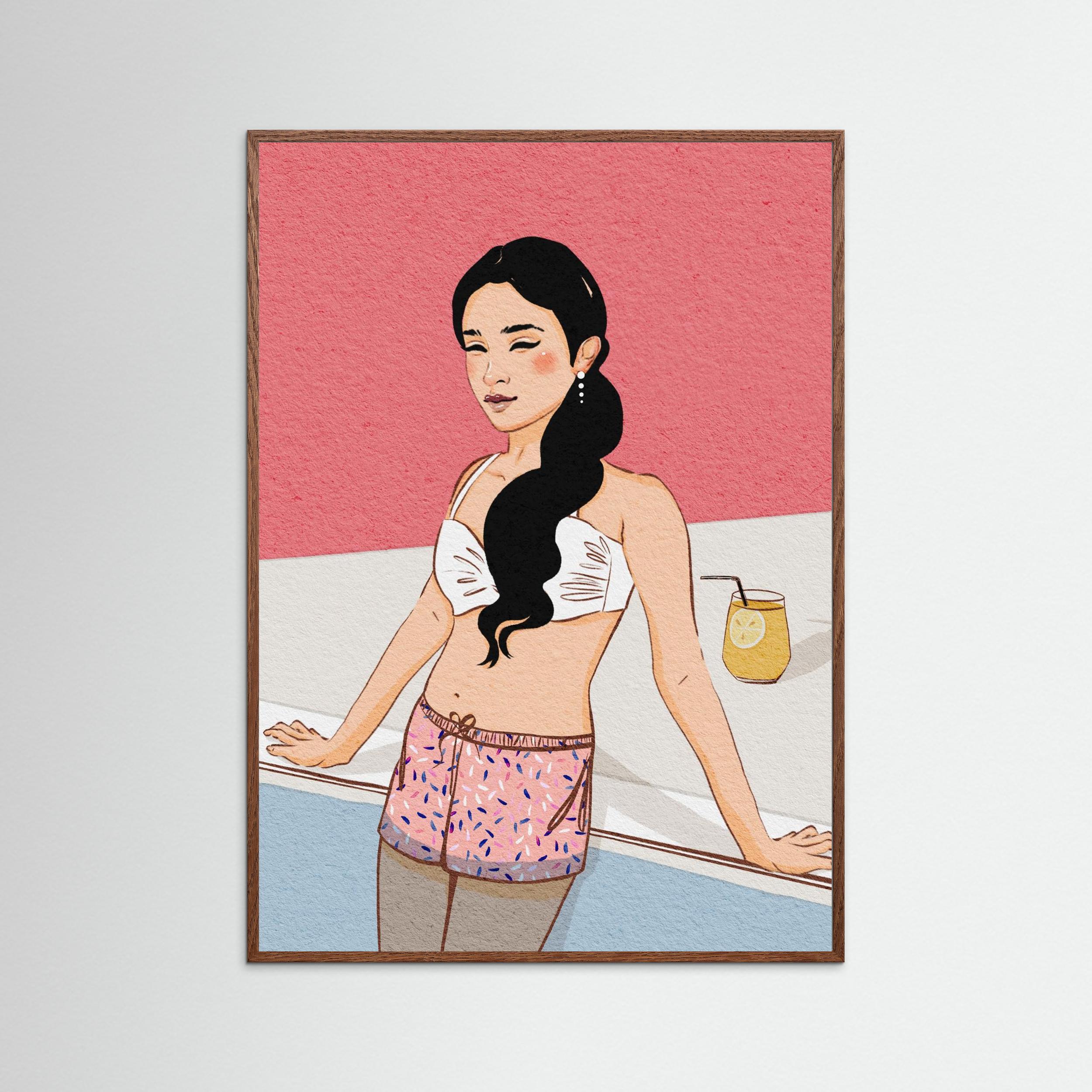 BY THE POOL - FINE ART PRINT