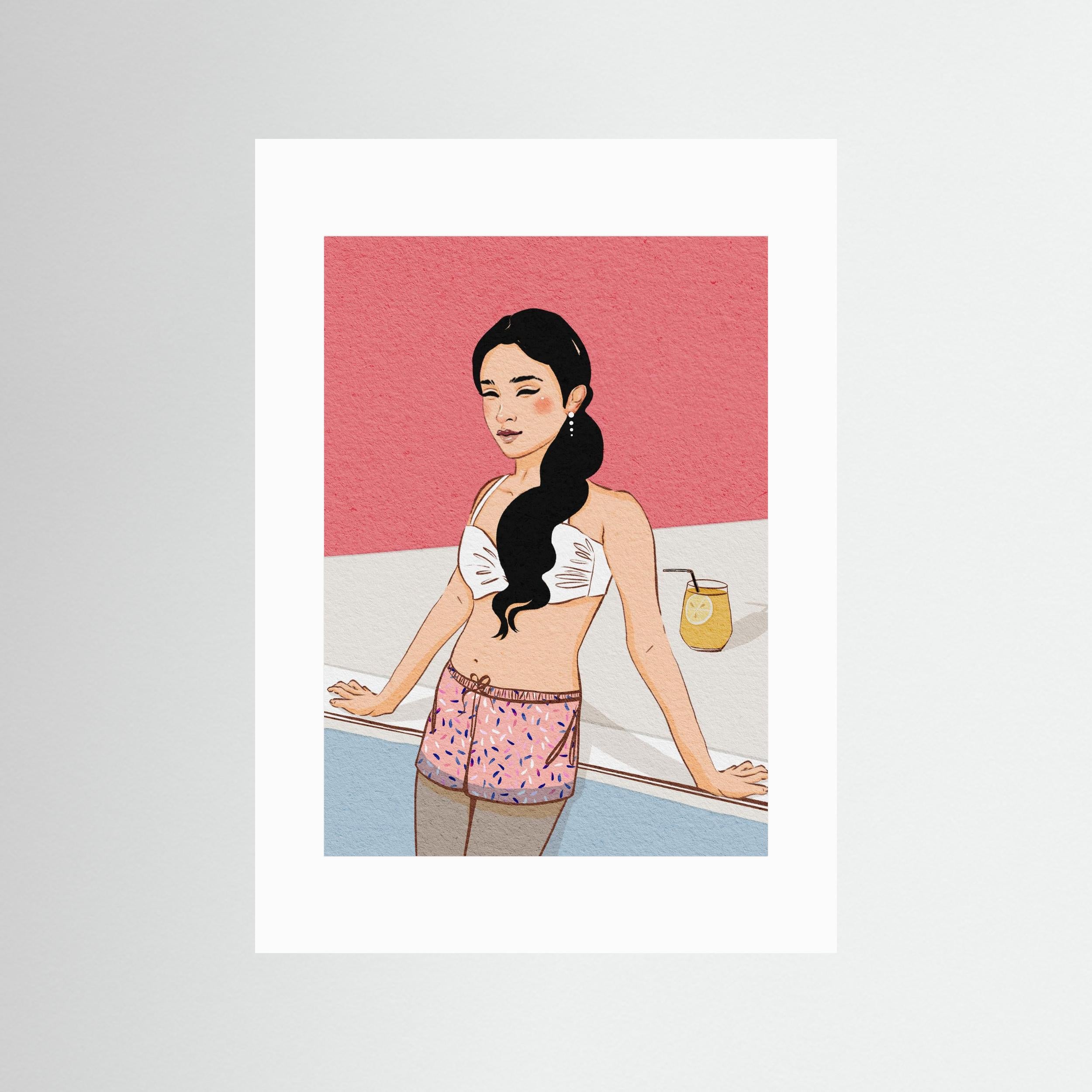 BY THE POOL - FINE ART PRINT